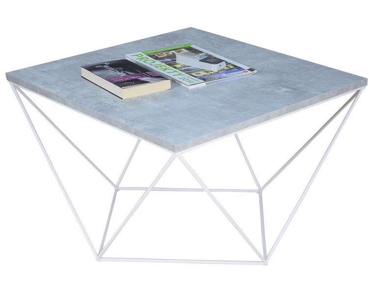 Druciany stolik kawowy beton + biały - Galapi 4X