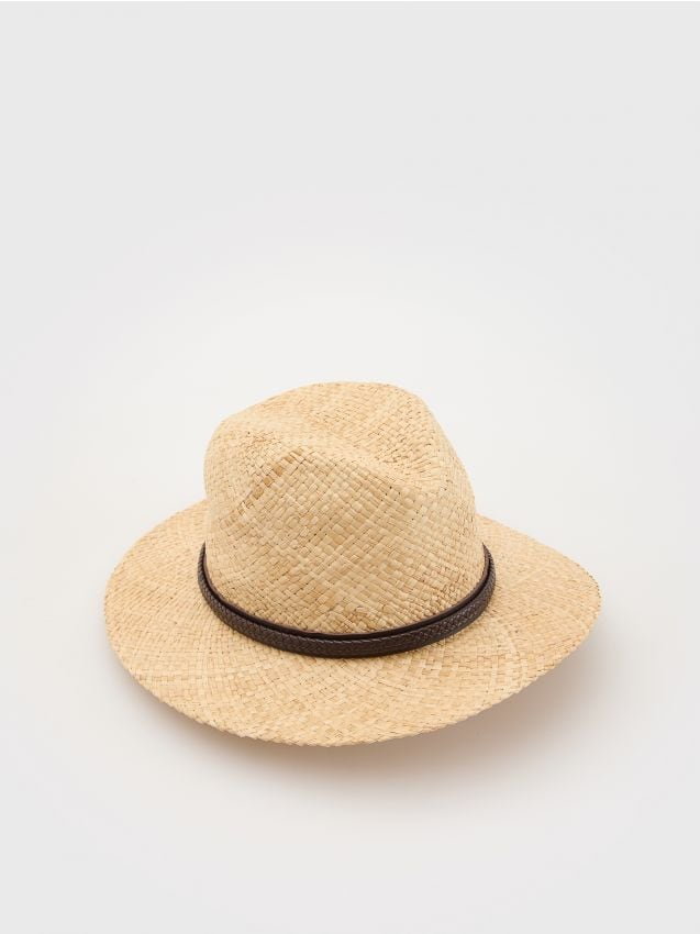 Reserved - Pleciony kapelusz panama - beżowy