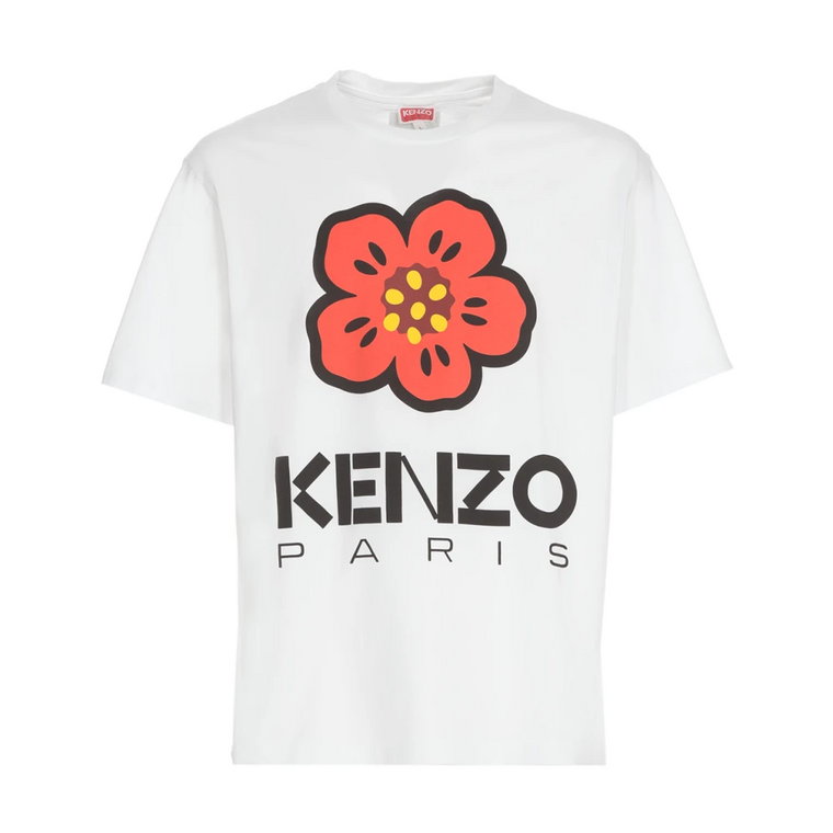 Biała męska koszulka z kwiatowym nadrukiem Kenzo