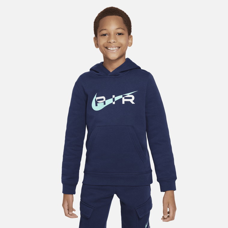 Dzianinowa bluza z kapturem dla dużych dzieci Nike Air - Biel