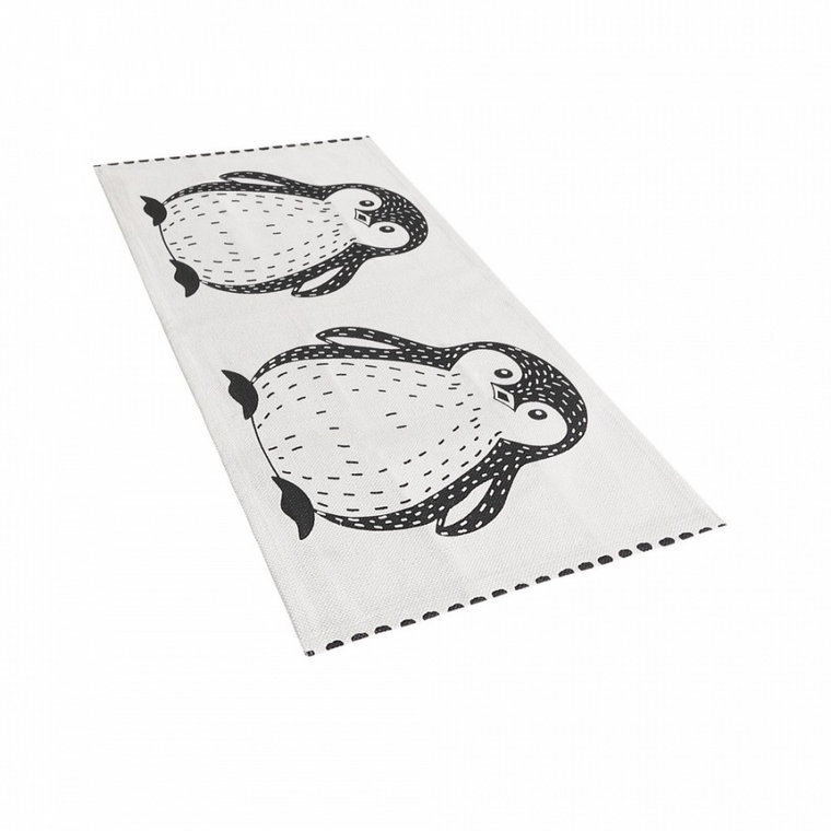 Dywan dziecięcy motyw pingwina 60 x 90 cm czarno-biały HAJDARABAD kod: 4251682254229