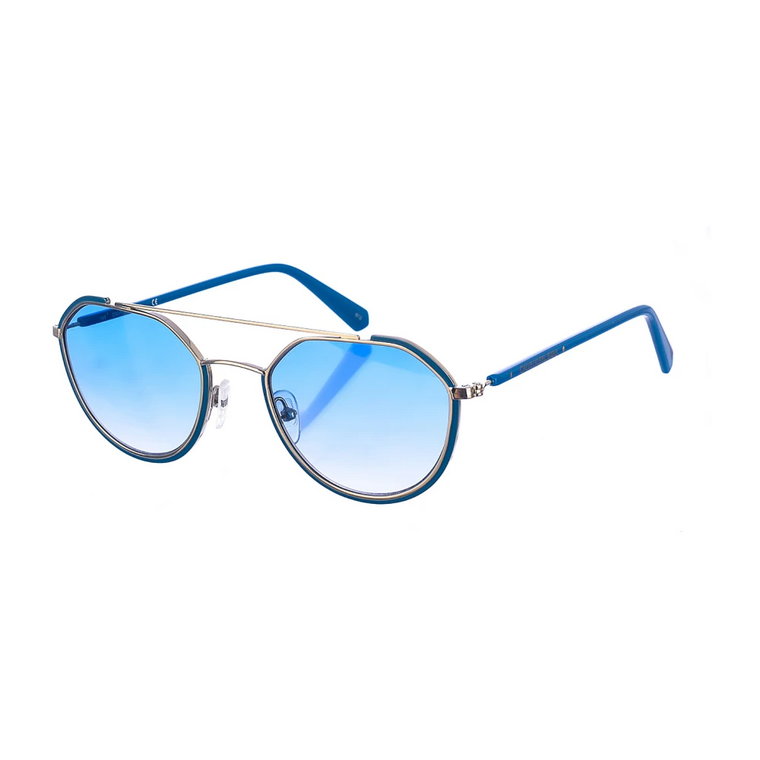 Metalowa oprawka Owalne niebieskie okulary przeciwsłoneczne,Niebieskie Okulary Przeciwsłoneczne z Metalową Ramką Calvin Klein