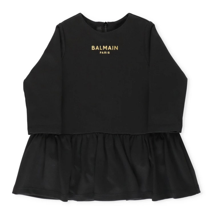 Czarna elastyczna Sukienka dla dziewcząt Balmain