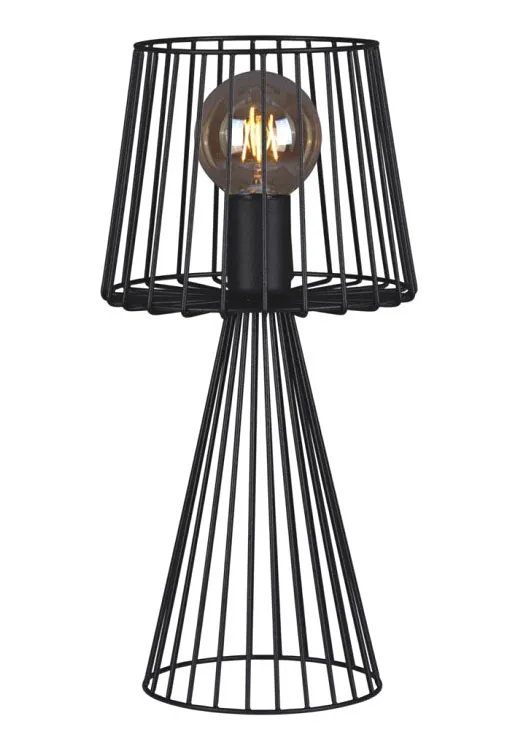 Czarna druciana lampa stołowa w stylu loft - S566-Folta