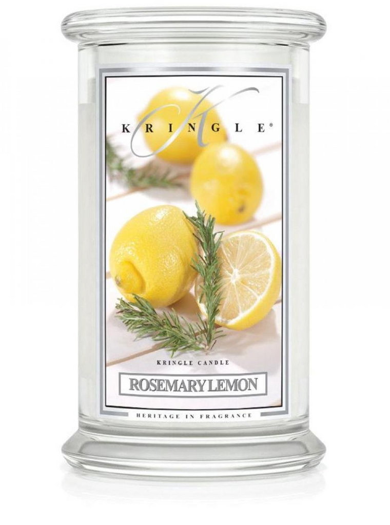 Świeca zapachowa KRINGLE CANDLE, Rosemary Lemon, duży, klasyczny słoik, 2 knoty