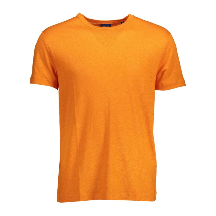 Pomarańczowy Męska Koszulka z Lnu Gant