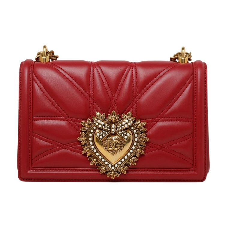 Czerwona skórzana torba na ramię Medium Devotion Dolce & Gabbana