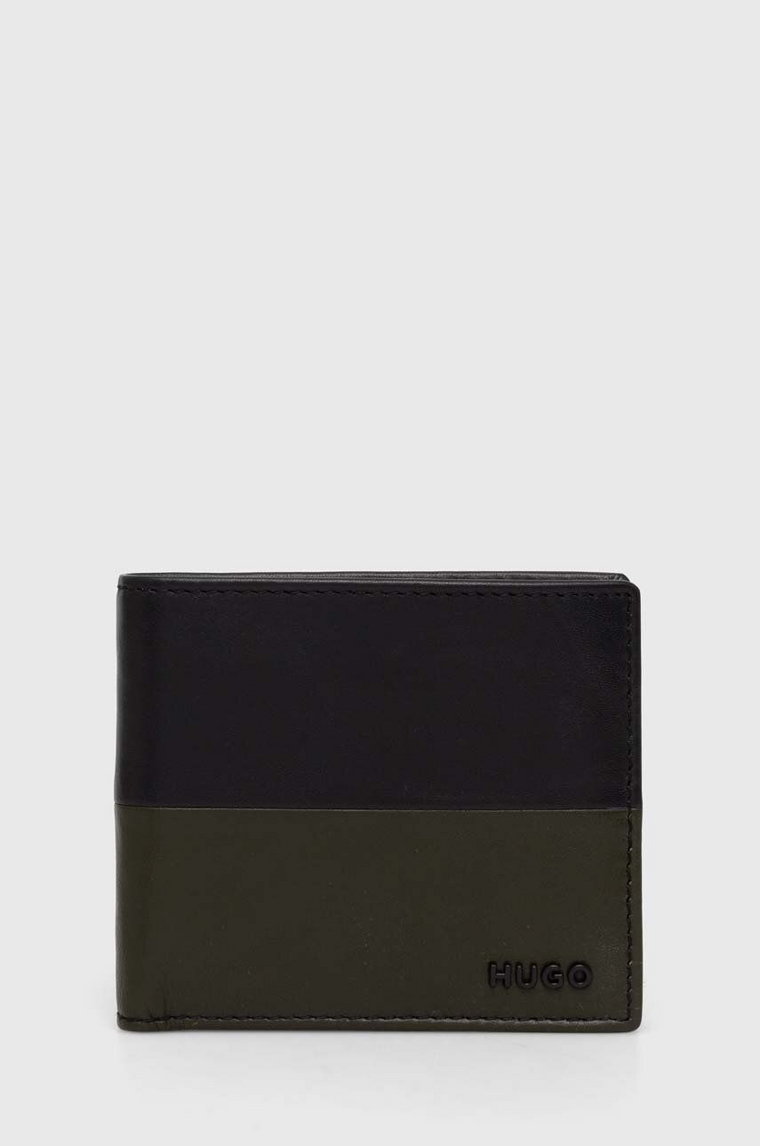 HUGO portfel skórzany męski kolor zielony 50523680