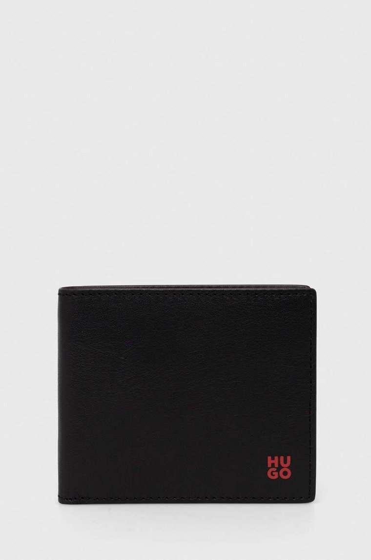 HUGO portfel skórzany męski kolor czarny 50519248