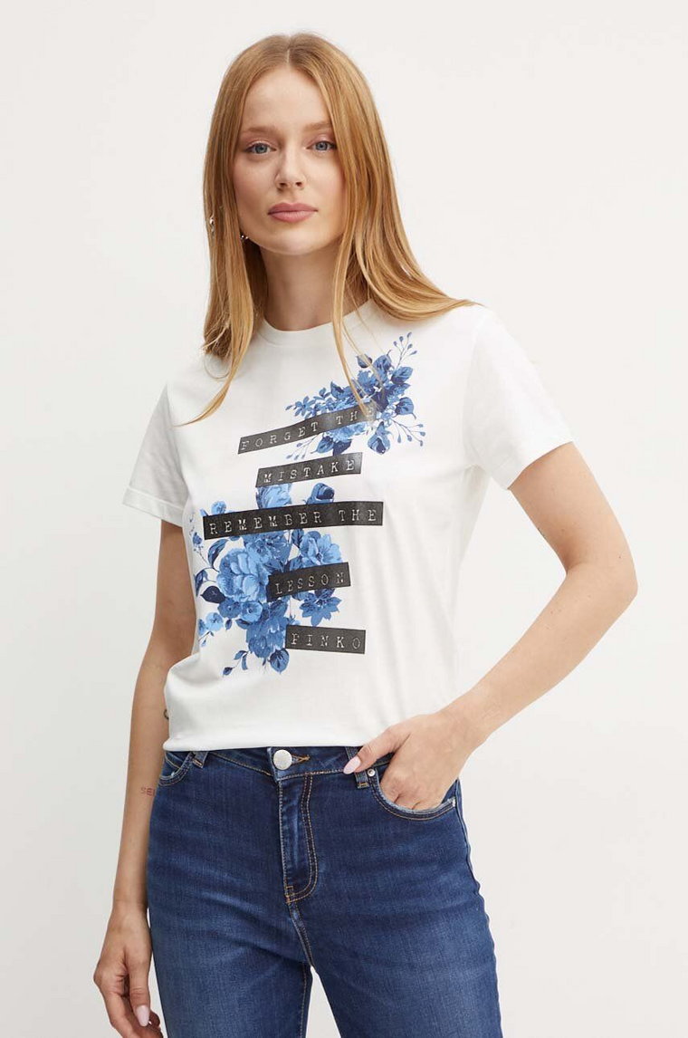 Pinko t-shirt bawełniany damski kolor biały 100789 A255