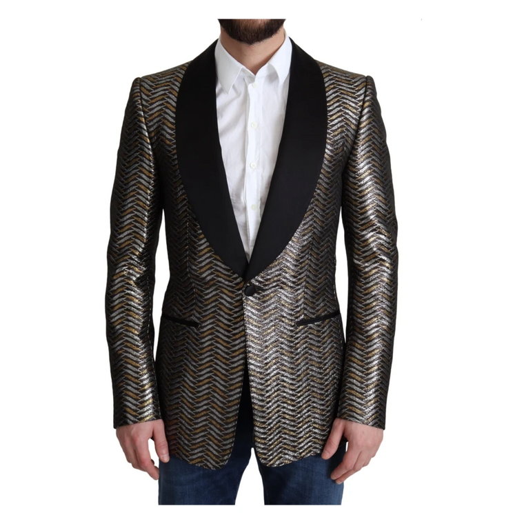 Metallic Jacquard Slim Blazer Jacket Dolce & Gabbana