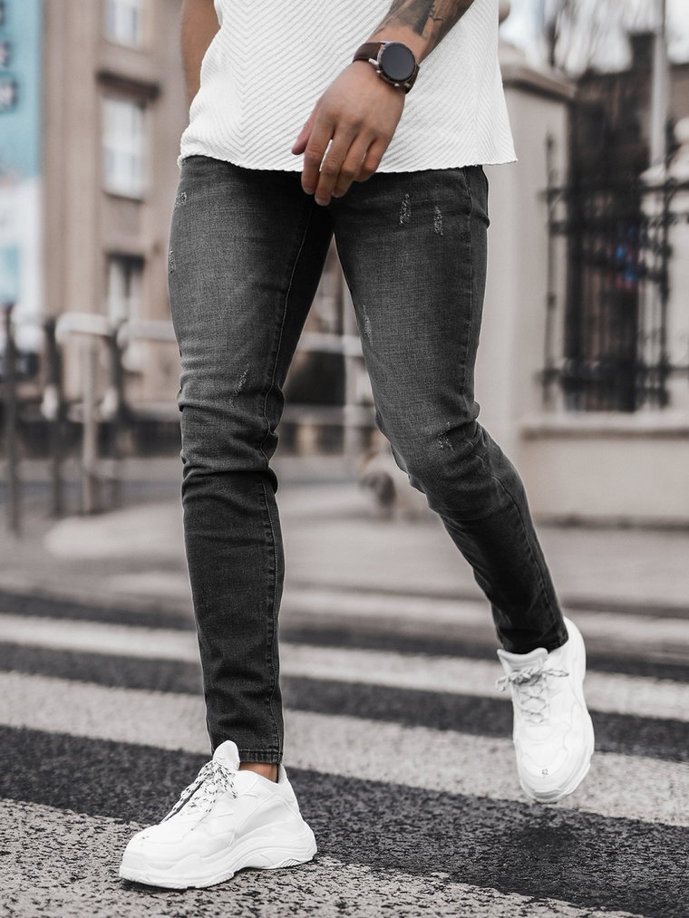 Spodnie jeansowe męskie czarne OZONEE NB/MP0057N