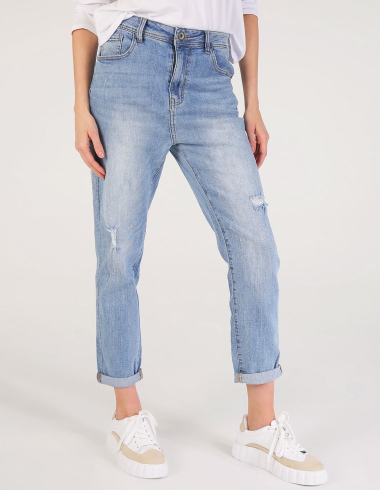 SPODNIE Z PRZETARCIAMI 42-7165 JEANS