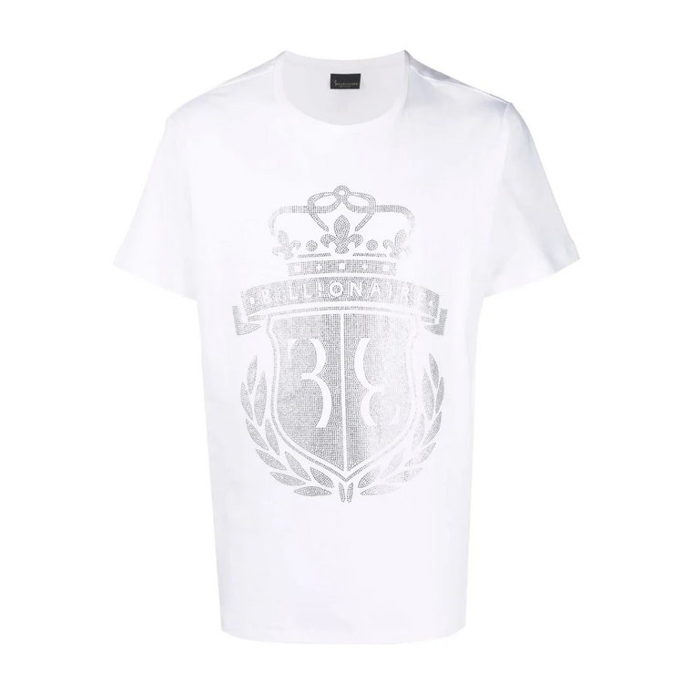 Biała Casual T-shirt z Okrągłym Dekoltem Billionaire