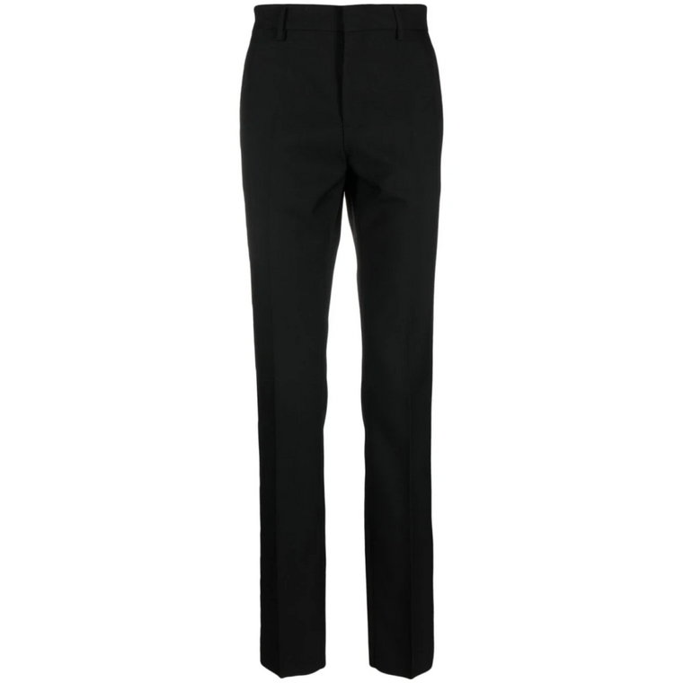 Czarne Spodnie Slim-Fit z Wełny Versace