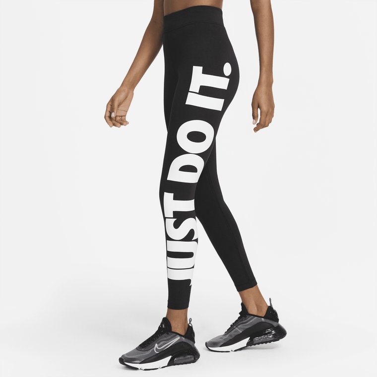 Damskie legginsy z nadrukiem i wysokim stanem Nike Sportswear Essential - Czerń