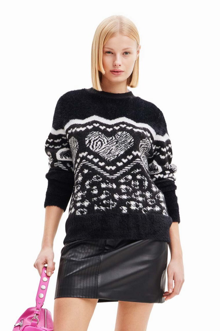 Desigual sweter damski kolor czarny