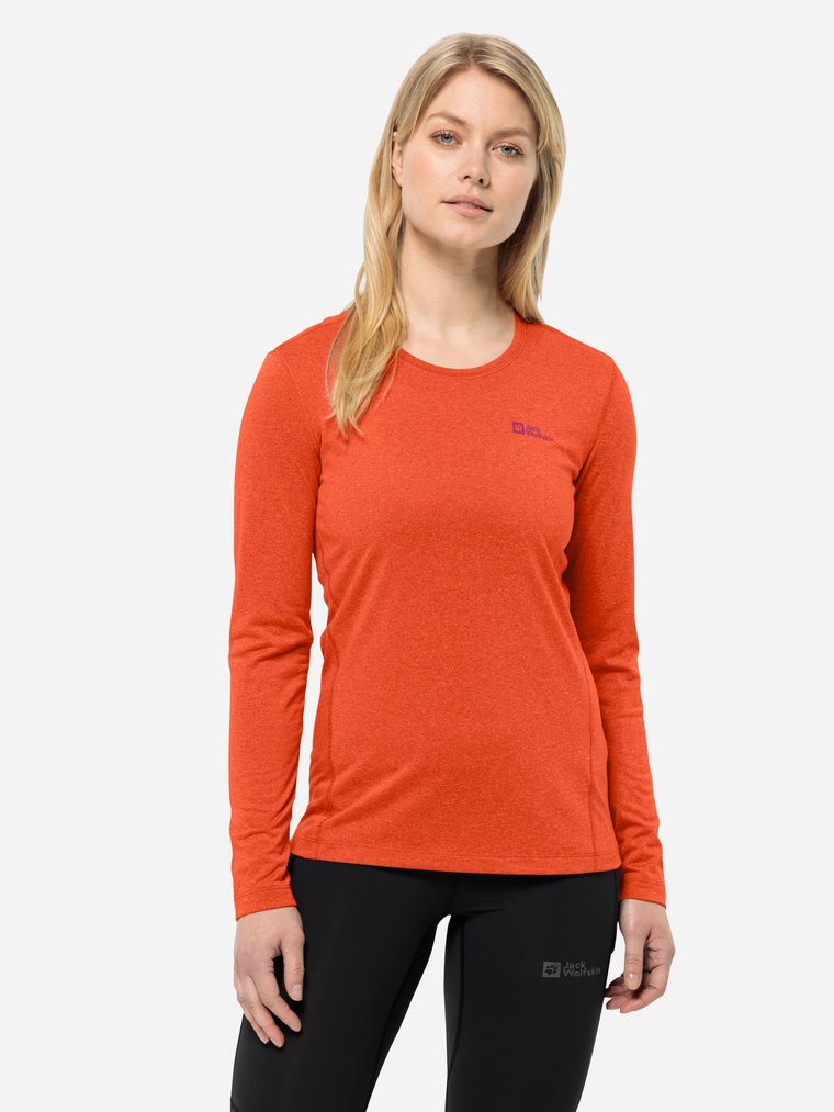 Longsleeve dresowy damski Jack Wolfskin Sky Thermal L/S W 1808961-3412 L Pomarańczowy (4064993859041). Bluzy dresowe damskie rozpinane