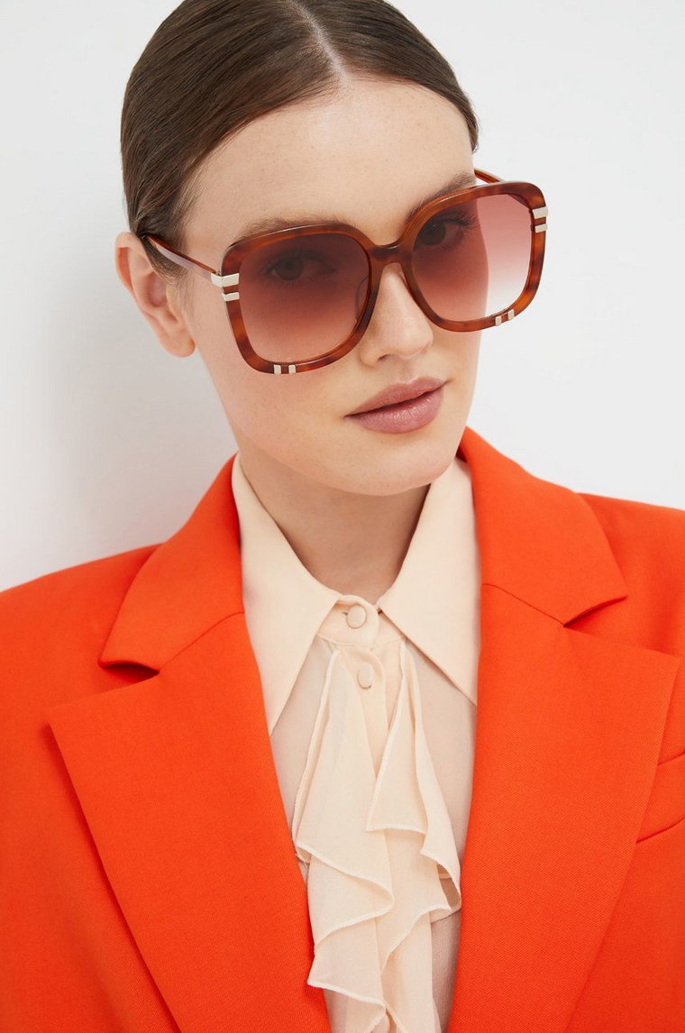 Chloé okulary przeciwsłoneczne damskie kolor brązowy CH0106S