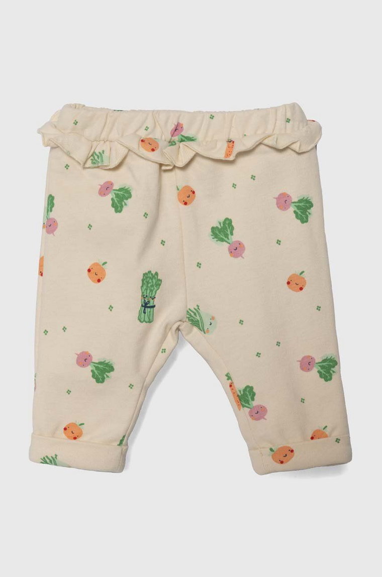 zippy spodnie dresowe niemowlęce kolor beżowy wzorzyste