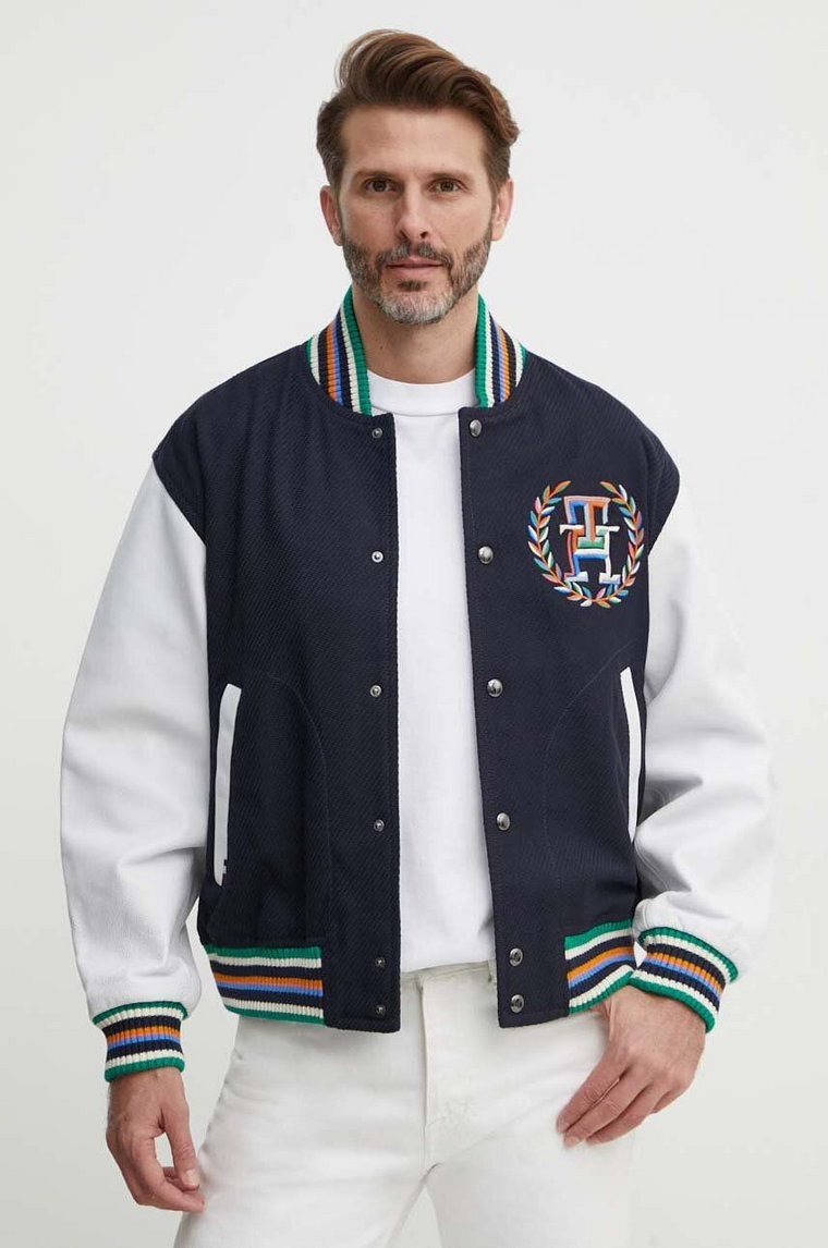 Tommy Hilfiger kurtka bomber męski kolor granatowy przejściowa oversize MW0MW34475