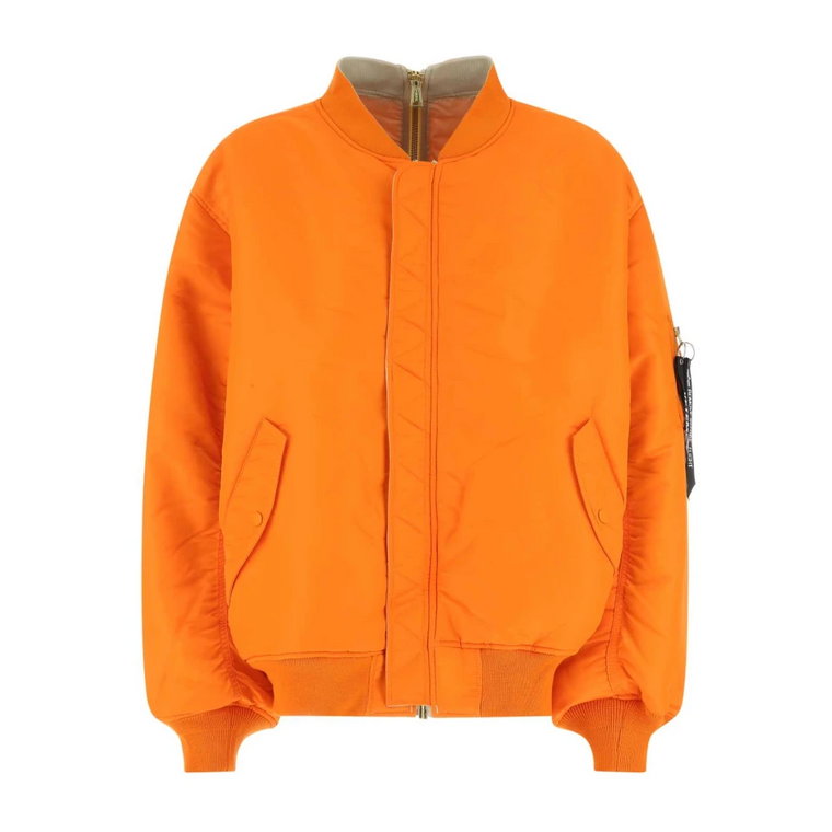 Pomarańczowa nylonowa obszerna kurtka z podszewką i pikowaną obszerną kurtką Vetements