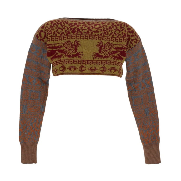 Kolorowy Sweter Z Włóczki Cropped Top Vivienne Westwood