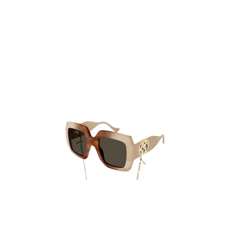 Stylowe okulary przeciwsłoneczne z łańcuchem Gucci