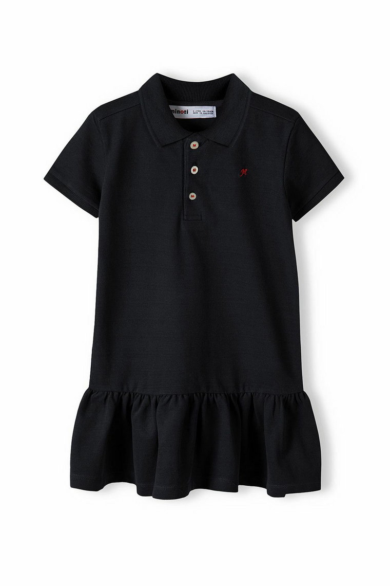Czarna sukienka polo z krókim rękawem dla niemowlaka