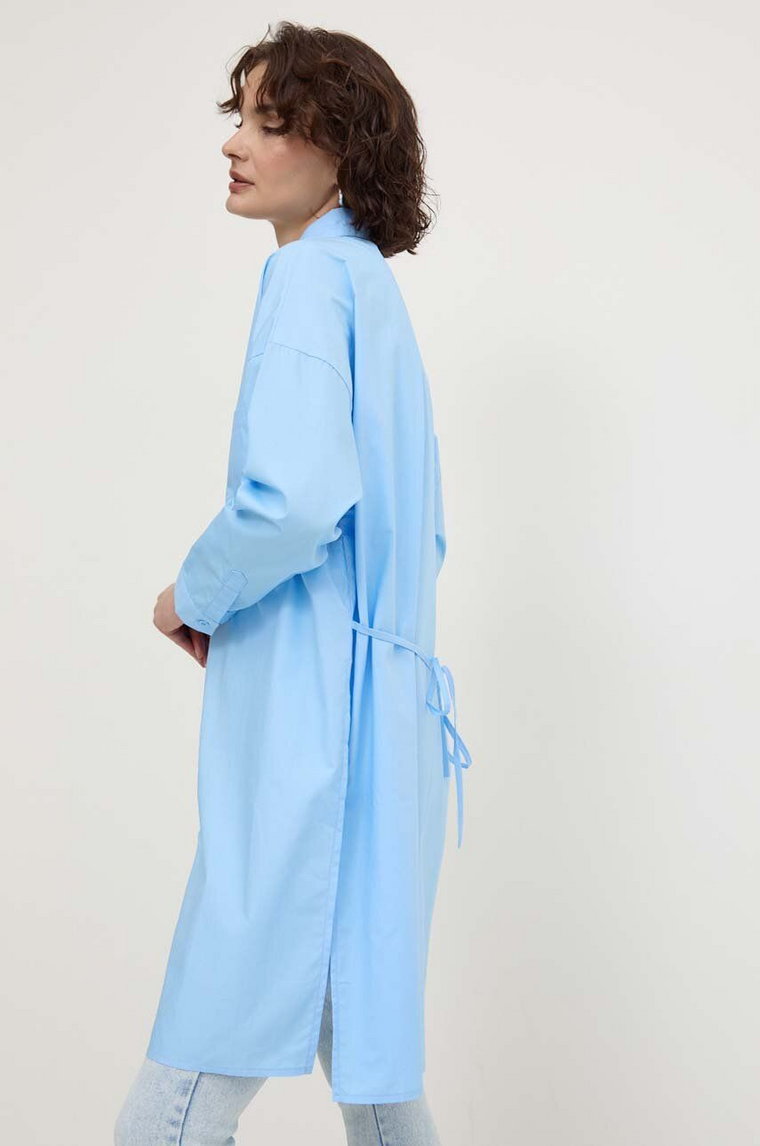 Answear Lab koszula bawełniana damska kolor niebieski relaxed z kołnierzykiem klasycznym