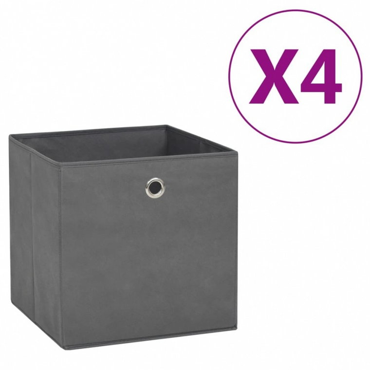 Pudełka z włókniny, 4 szt. 28x28x28 cm, szare kod: V-325191