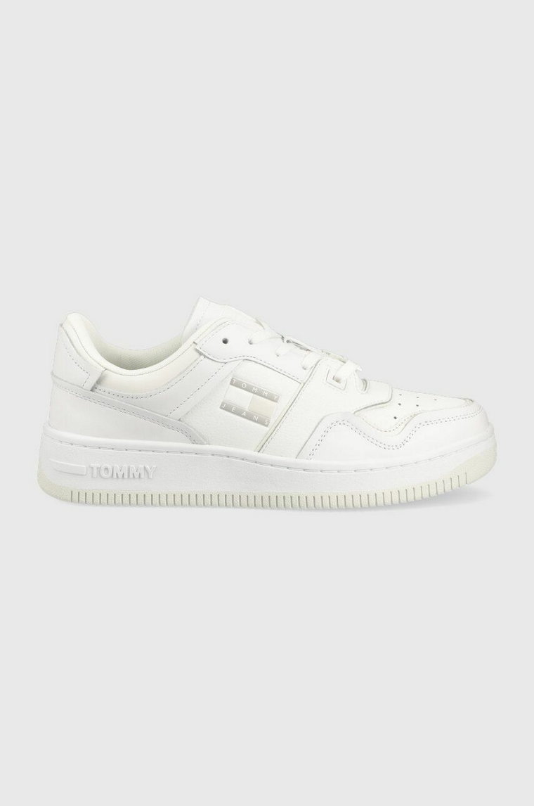 Tommy Jeans sneakersy skórzane BASKET CUPSOLE kolor biały EM0EM01194