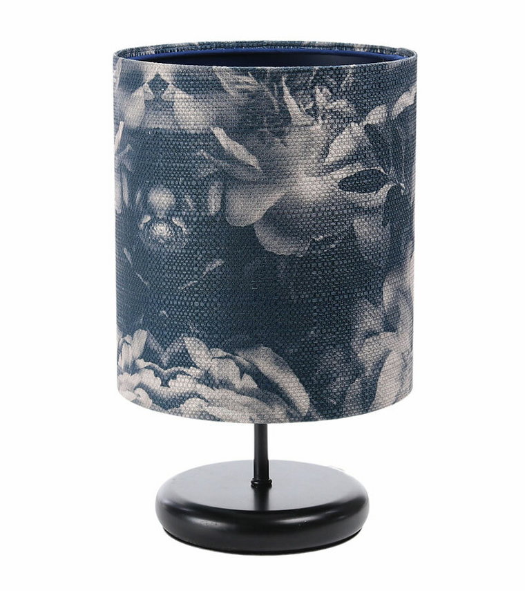 Czarno-granatowa lampka nocna w kwiaty - S395-Damis