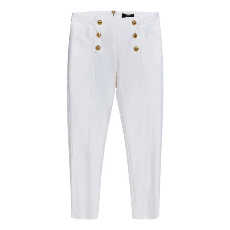 Eleganckie Białe Spodnie z Wełny Balmain