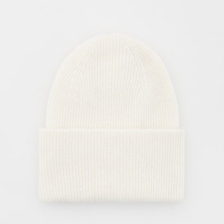 Reserved - Czapka beanie z wełną - złamana biel