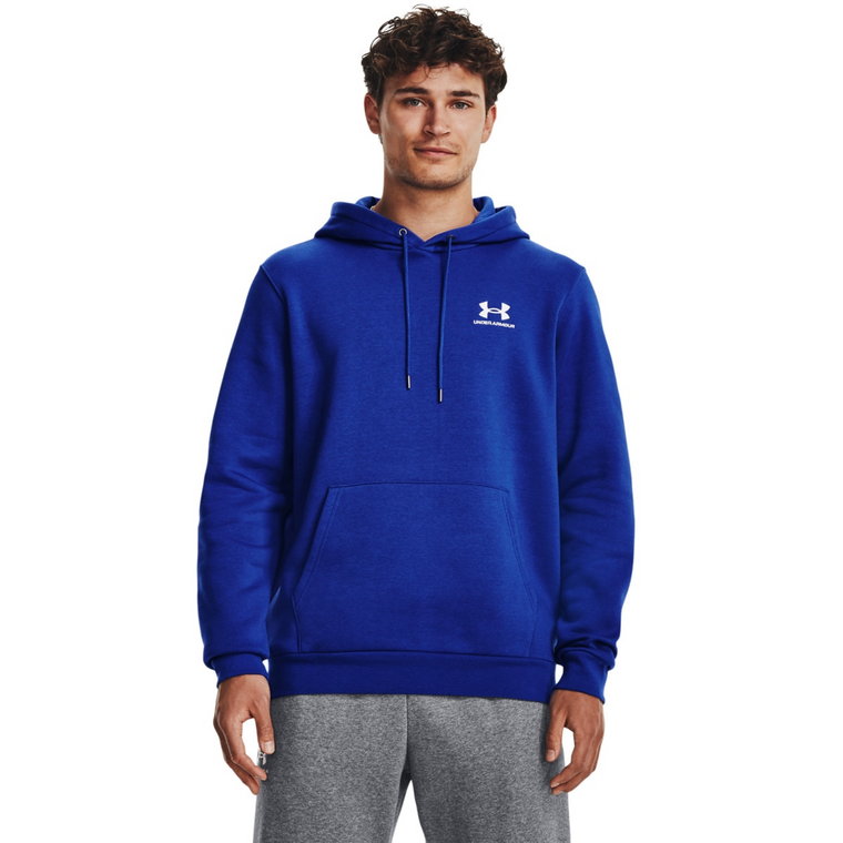 Męska bluza dresowa nierozpinana z kapturem Under Armour UA Essential Fleece Crew - niebieska