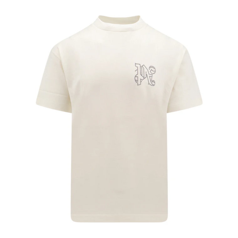 Biała koszulka Ss24 z okrągłym kołnierzem Palm Angels