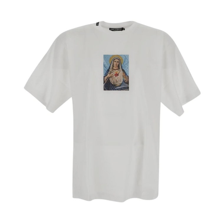 Koszulka z nadrukiem Virgin i zdobieniami ze strassu Dolce & Gabbana