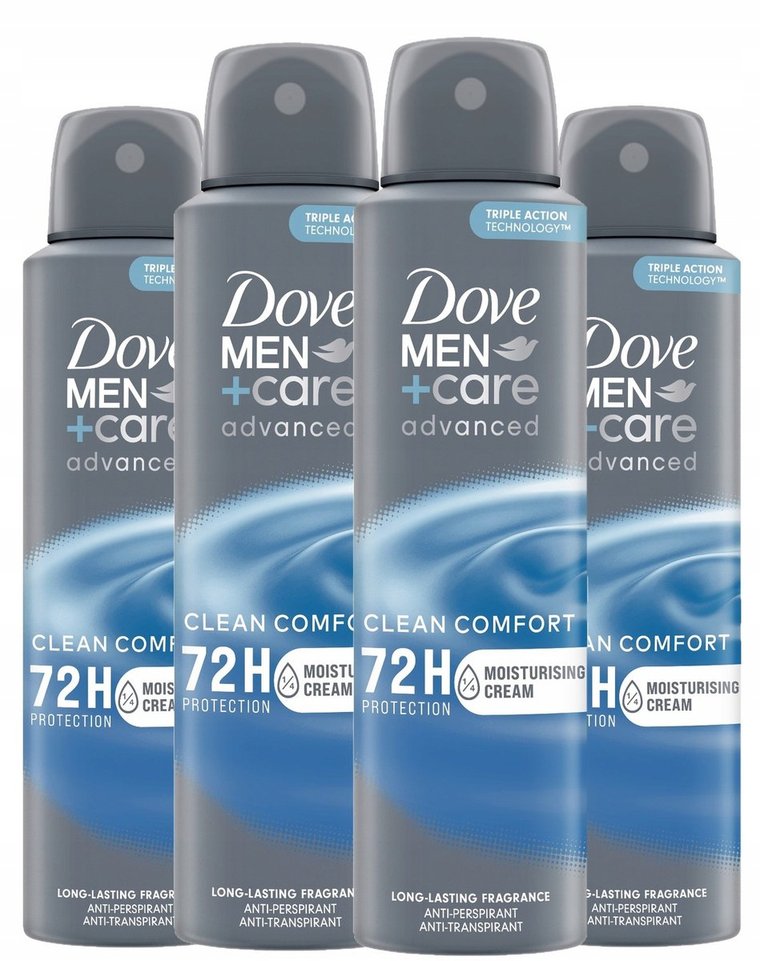 4x Dove Men+Care Antyperspirant w Sprayu 150ml Advanced Care Clean Comfort