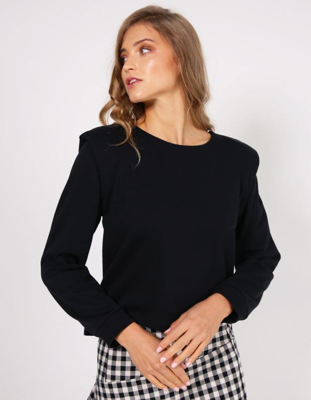 GŁADKA BLUZA Z BAWEŁNY 97-30879 NERO