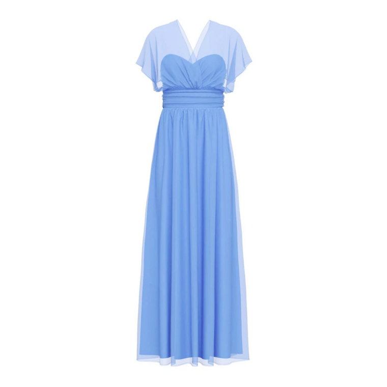 Niebieska Długa Sukienka Fit & Flare Marella