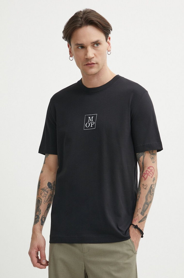 Marc O'Polo t-shirt bawełniany męski kolor czarny z nadrukiem 423201251070