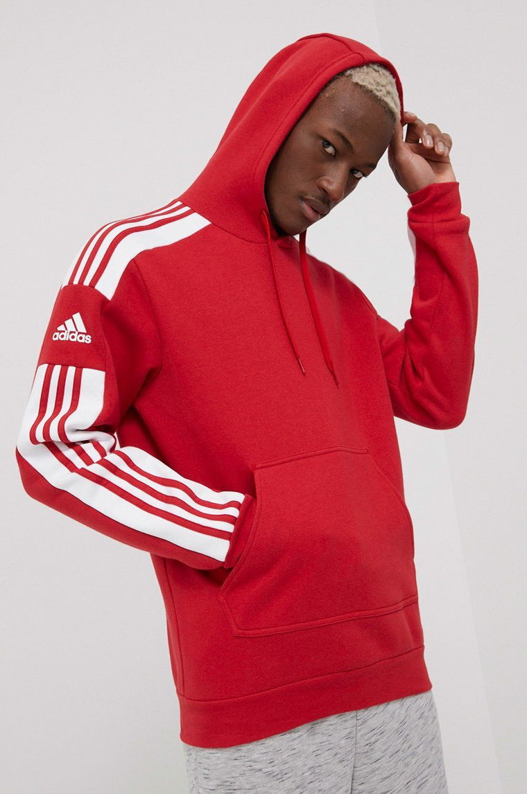 adidas Performance bluza HC6282 męska kolor czerwony z kapturem z aplikacją  HC6282