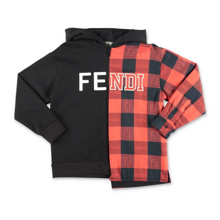 Stylowy bawełniany hoodie w blokach kolorów Fendi