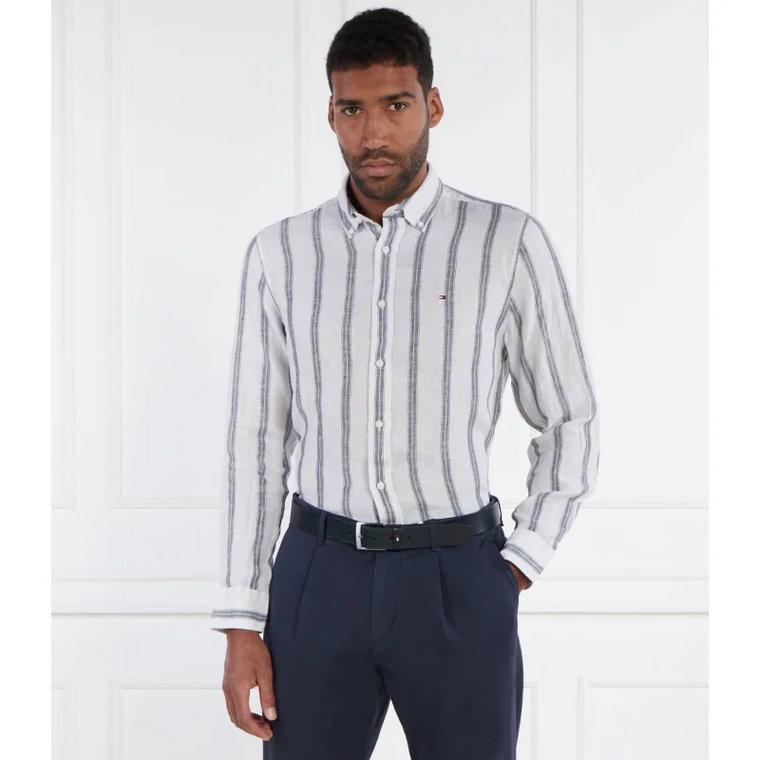 Tommy Hilfiger Lniana koszula TRIPLE STRIPE | Regular Fit