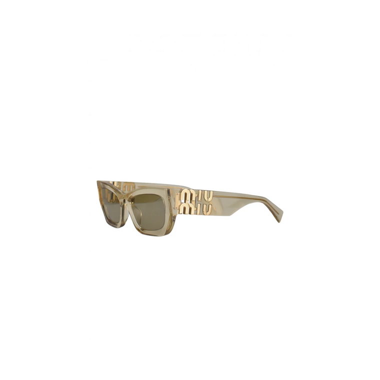 Piaskowe Okulary Przeciwsłoneczne Hut z Złotym Logo Miu Miu
