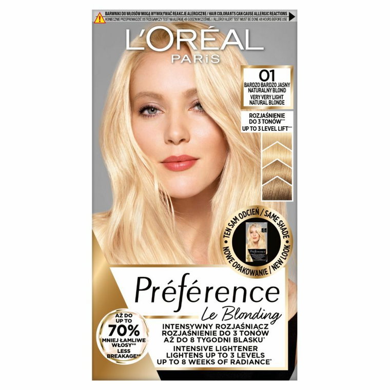 LOréal Paris Preference Farba do włosów, 01 Bardzo Jasny Naturalny Blond