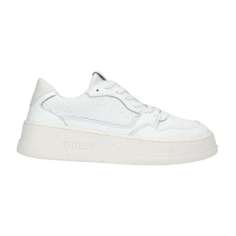 Biały Skórzany Sneaker z 4 cm Podeszwą z Gumy Guess