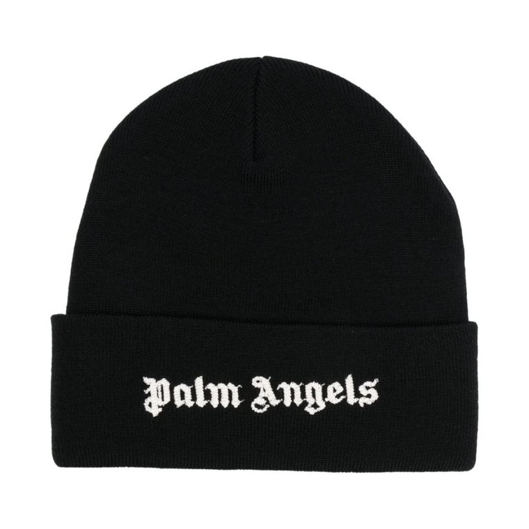 Czarna wełniana czapka z logo Palm Angels