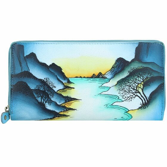 Greenland Nature Art+Craft Wallet RFID Leather 20 cm handbemalt